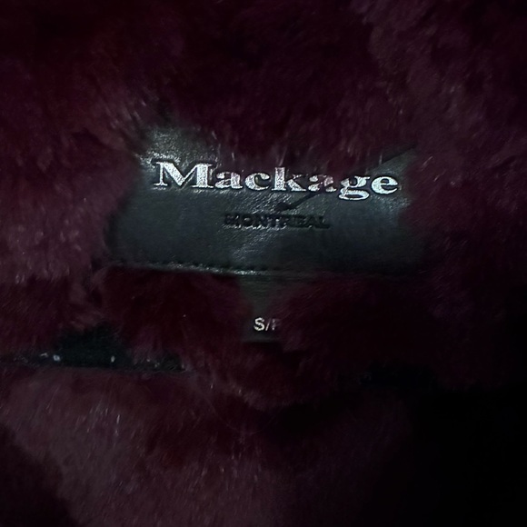 Mackage Moritz Twill Parka with Fur Lined Hood Green and Burgundy - Picture 4 of 9